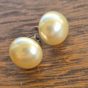 Large faux pearl stud earrings